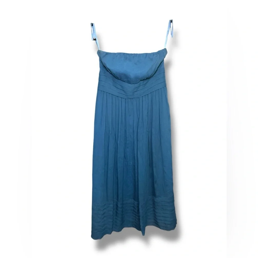 J.CREW Silk Chiffon Strapless Hazel Blue Juliet Dress JCrew‎ - Size 2 EUC
